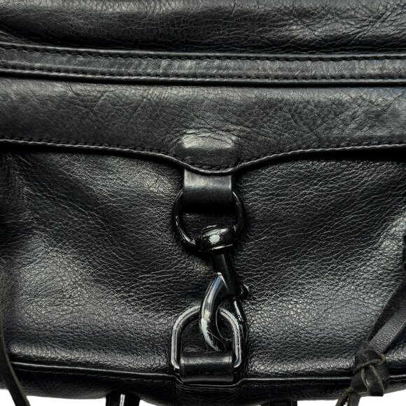 Rebecca Minkoff Black Leather Crossbody Partial Chain Link Shoulder Strap - Picture 13 of 16